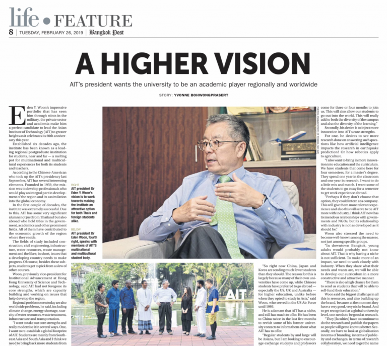 A Higher Vision: President Woon tells the Bangkok Post